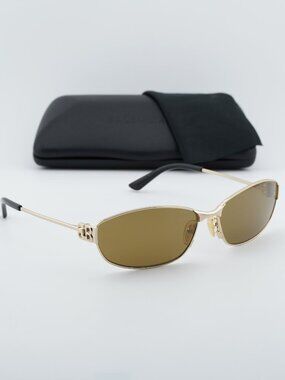 Balenciaga BB0336S 003 Unisex Oval Sunglasses - Gold / Mirror